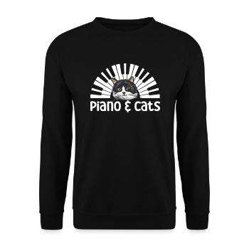 Piano Cat Musician Pianist Cat Whisperer - Unisex Sweatshirt - black - Front - Alina (178cm) & Michal (187cm)