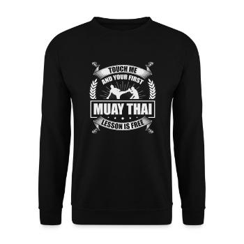 Touch Me Und Ihre Erste Muay Thai Lektion Ist - Unisex Pullover - Schwarz - Vorne - Alina (178cm) & Michal (187cm)