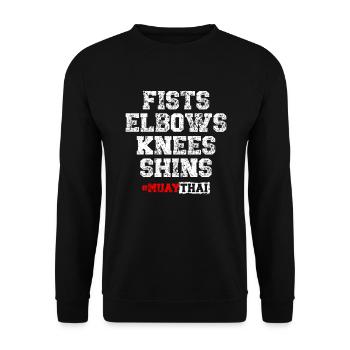 Poing Coude Genou Shins Arts Martiaux Muay - Sweat-shirt Unisexe - noir - Devant - Alina (178cm) & Michal (187cm)