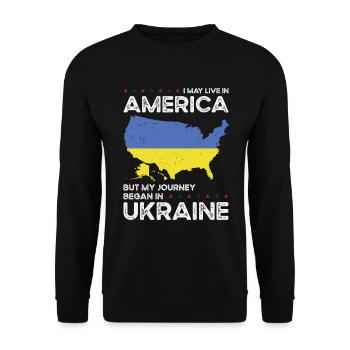 Born Ukrainian Ukraine American USA Citizenship - Unisex Sweatshirt - black - Front - Alina (178cm) & Michal (187cm)
