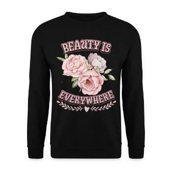 Roses vintage, pivoine, fleur de pivoine, dicton - Sweat-shirt Unisexe - noir - Devant - Alina (178cm) & Michal (187cm)