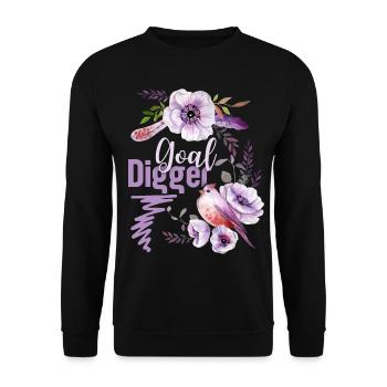 Goal-Digger, pun pun funny saying, flowers - Unisex Sweatshirt - black - Front - Alina (178cm) & Michal (187cm)