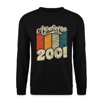 2001 Birthday Awesome since Retro - Unisex Sweatshirt - black - Front - Alina (178cm) & Michal (187cm)