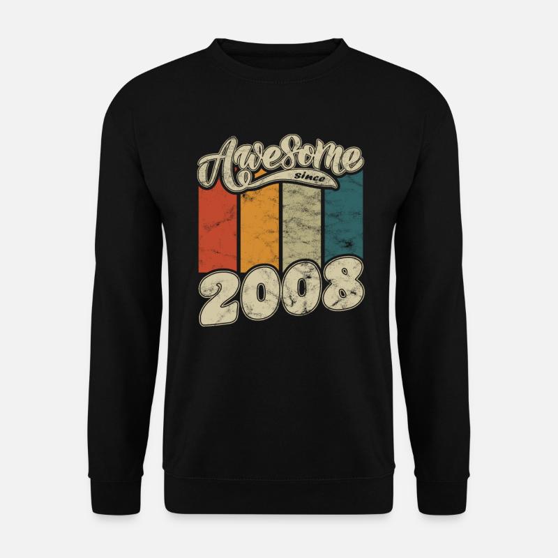 2008 Birthday Awesome since Retro - Unisex Sweatshirt - black