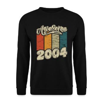 2004 Geburtstag Awesome since Retro - Unisex Pullover - Schwarz - Vorne - Alina (178cm) & Michal (187cm)