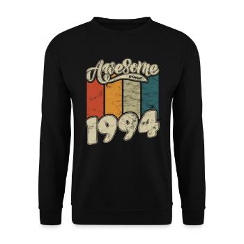 1994 Geburtstag Awesome since Retro - Unisex Pullover - Schwarz - Vorne - Alina (178cm) & Michal (187cm)