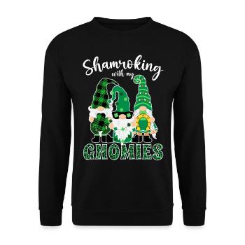 Shamroking avec mes gnomies Saint-Patrick - Sweat-shirt Unisexe - noir - Devant - Alina (178cm) & Michal (187cm)