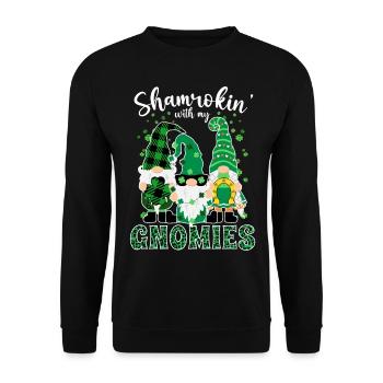 Shamrokin with my gnomies St. Paddy's Day - Unisex Sweatshirt - black - Front - Alina (178cm) & Michal (187cm)