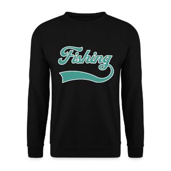 Angeln Schriftzug - Unisex Pullover - Schwarz - Vorne - Alina (178cm) & Michal (187cm)