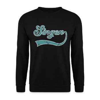 Singen Schriftzug - Unisex Pullover - Schwarz - Vorne - Alina (178cm) & Michal (187cm)