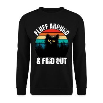 Fluff Around et découvrez Vintage Cat Retro - Sweat-shirt Unisexe - noir - Devant - Alina (178cm) & Michal (187cm)