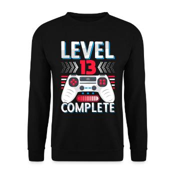 Abi Graduation 13th grade Abitur Gymnasium Level 13 - Unisex Sweatshirt - black - Front - Alina (178cm) & Michal (187cm)