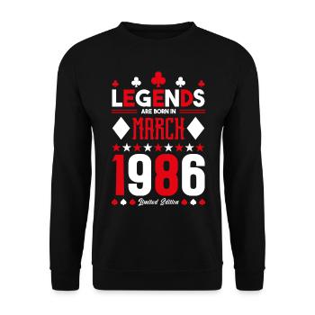 cadeau d'anniversaire Mars 1986. jeux de carte. - Sweat-shirt Unisexe - noir - Devant - Alina (178cm) & Michal (187cm)