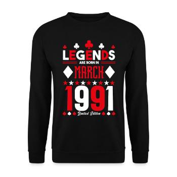 cadeau d'anniversaire Mars 1991. jeux de carte. - Sweat-shirt Unisexe - noir - Devant - Alina (178cm) & Michal (187cm)