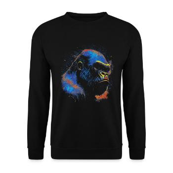 Colored Gorilla Head - Unisex Sweatshirt - black - Front - Alina (178cm) & Michal (187cm)