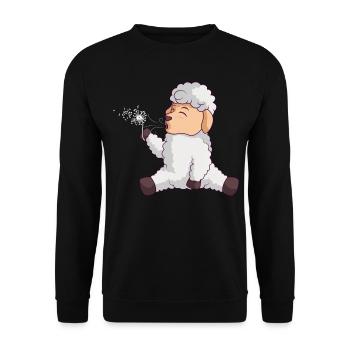 Cute sheep blows dandelion sheep - Unisex Sweatshirt - black - Front - Alina (178cm) & Michal (187cm)