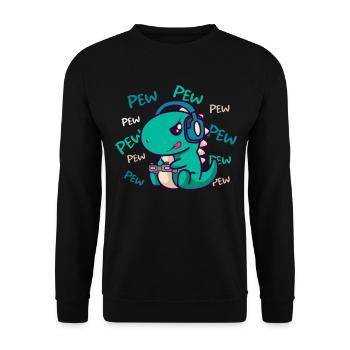 Pew Pew Pew T-Rex Dinosaur Gamer Gaming Gamer - Unisex Sweatshirt - black - Front - Alina (178cm) & Michal (187cm)