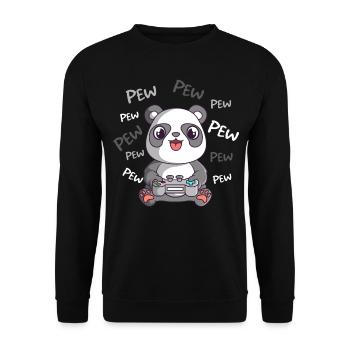 Pew Pew Pew Cute Panda Gamer Gaming - Unisex Sweatshirt - black - Front - Alina (178cm) & Michal (187cm)
