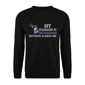 Rien ne me fait peur mari du Michigan - Sweat-shirt Unisexe - noir - Devant - Alina (178cm) & Michal (187cm)