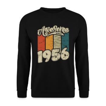 1956 Birthday Awesome since Retro - Unisex Sweatshirt - black - Front - Alina (178cm) & Michal (187cm)