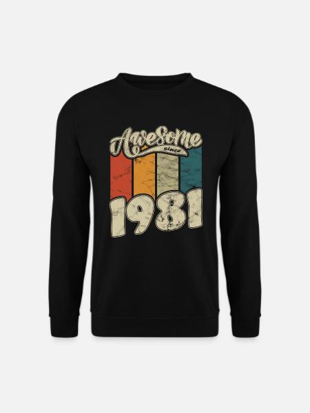 1981 Birthday Awesome since Retro - Unisex Sweatshirt - black