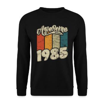 1985 Birthday Awesome since Retro - Unisex Sweatshirt - black - Front - Alina (178cm) & Michal (187cm)