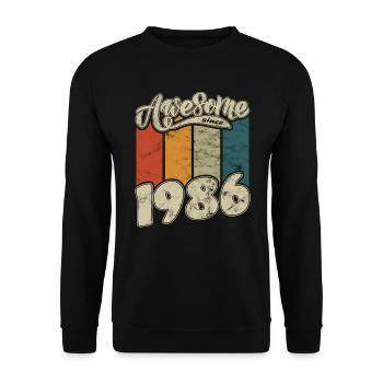 1986 Geburtstag Awesome since Retro - Unisex Pullover - Schwarz - Vorne - Alina (178cm) & Michal (187cm)