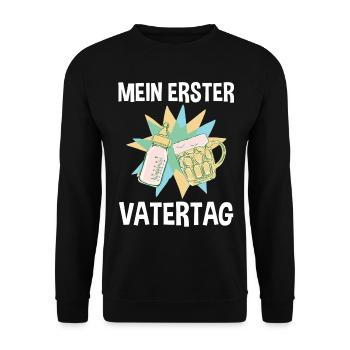 Bier Papa Vater Erster Vatertag - Unisex Pullover - Schwarz - Vorne - Alina (178cm) & Michal (187cm)