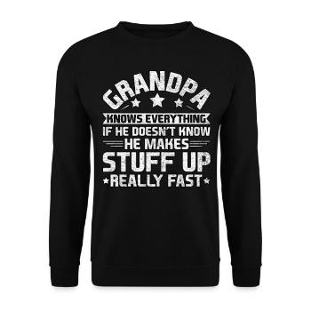 Grandpa Knows Everything If He Father's Day - Unisex Sweatshirt - black - Front - Alina (178cm) & Michal (187cm)