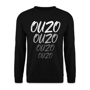 Ouzo Spruch für Griechen One Ouzo a Day Ouzo Party - Unisex Pullover - Schwarz - Vorne - Alina (178cm) & Michal (187cm)