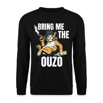 Ouzo disant pour les Grecs Un ouzo par jour - Sweat-shirt Unisexe - noir - Devant - Alina (178cm) & Michal (187cm)