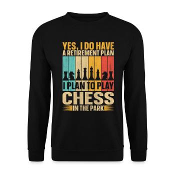 Retirement Plan Play Chess In The Park Schach - Unisex Sweatshirt - black - Front - Alina (178cm) & Michal (187cm)