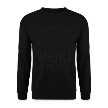 La vie se passe Le Reiki aide le Reiki Lotus - Sweat-shirt Unisexe - noir - Devant - Alina (178cm) & Michal (187cm)