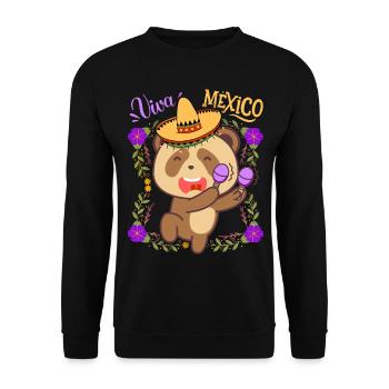 Funny Panda Bear Panda Saying, Mexico Viva-Mexico - Unisex Sweatshirt - black - Front - Alina (178cm) & Michal (187cm)
