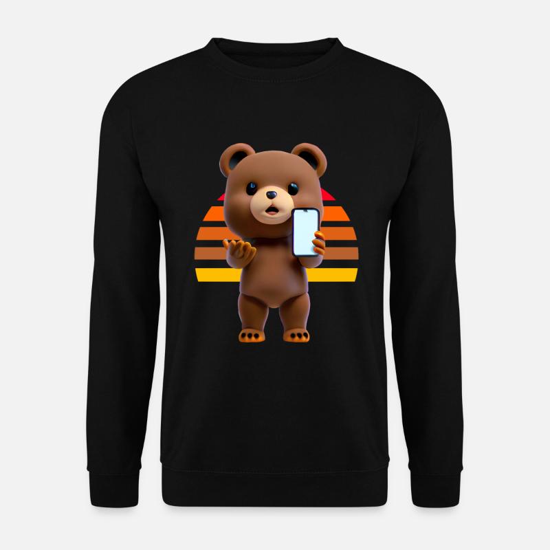 Bear with smartphone - Unisex Sweatshirt - black