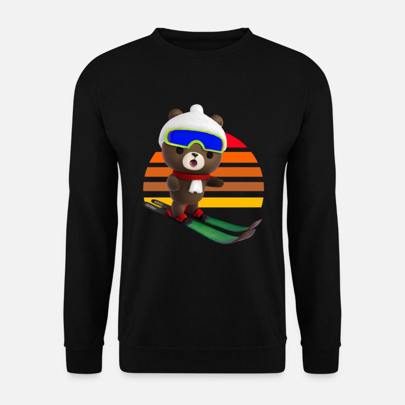 Erstaunter Skifahrer Bär - Unisex Pullover - Schwarz
