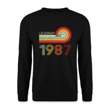 1987 Anniversaire Légendaire depuis Vintage Rainbow - Sweat-shirt Unisexe - noir - Devant - Alina (178cm) & Michal (187cm)