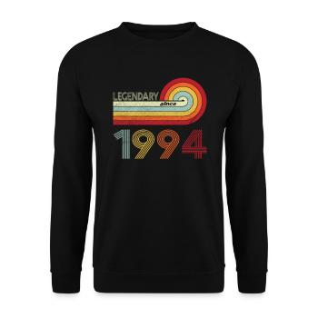 1994 Geburtstag Legendary since Vintage Rainbow - Unisex Pullover - Schwarz - Vorne - Alina (178cm) & Michal (187cm)