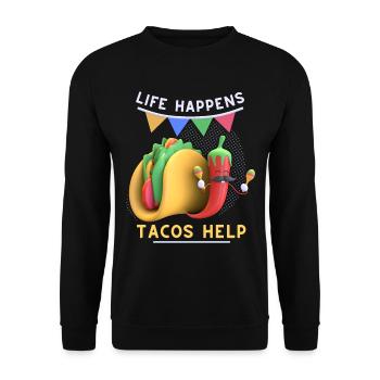 Lustiger Mexikanischer Taco, Pepperoni 3D Tacos - Unisex Pullover - Schwarz - Vorne - Alina (178cm) & Michal (187cm)