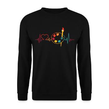 Painter Heartbeat For Painter - Unisex Pullover - Schwarz - Vorne - Alina (178cm) & Michal (187cm)