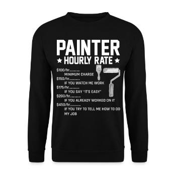 Peintre Taux horaire pour peintre professionnel - Sweat-shirt Unisexe - noir - Devant - Alina (178cm) & Michal (187cm)