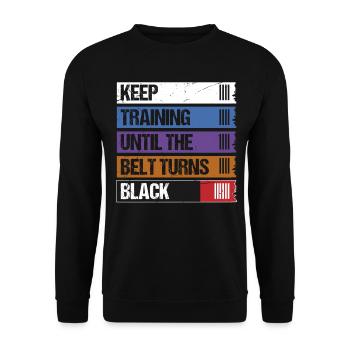 Continuez à vous entraîner jusqu’à ce que la ceinture devienne Black Jiu Jitsu - Sweat-shirt Unisexe - noir - Devant - Alina (178cm) & Michal (187cm)