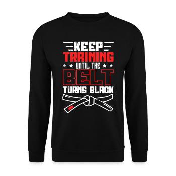 Continuez à vous entraîner jusqu’à ce que la ceinture devienne Black Jiu Jitsu - Sweat-shirt Unisexe - noir - Devant - Alina (178cm) & Michal (187cm)