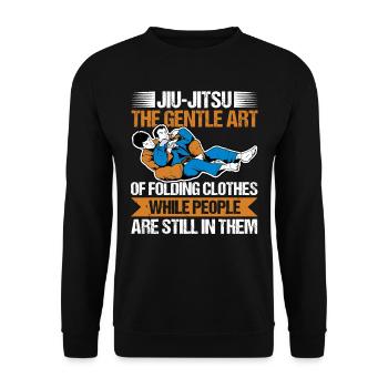 The Gentle Art Of Folding Clothes Funny Jiu Jitsu - Unisex Pullover - Schwarz - Vorne - Alina (178cm) & Michal (187cm)
