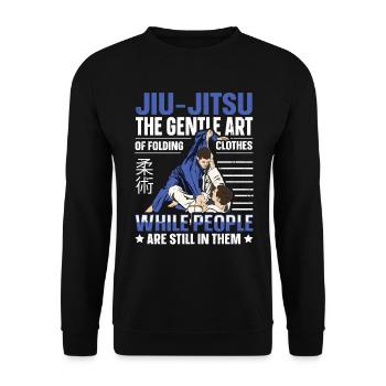 The Gentle Art Of Folding Clothes Funny Jiu Jitsu - Unisex Pullover - Schwarz - Vorne - Alina (178cm) & Michal (187cm)
