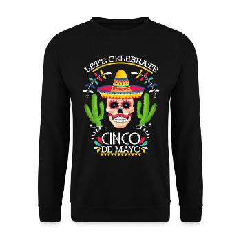 Cinco-De-Mayo, Mexikanischer Feiertag mitTotenkopf - Unisex Pullover - Schwarz - Vorne - Alina (178cm) & Michal (187cm)