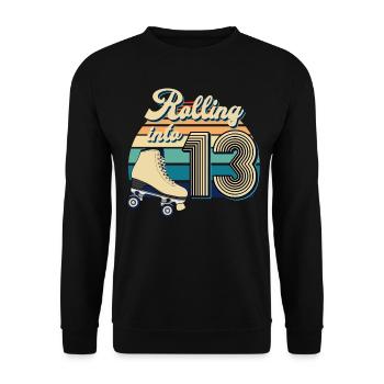 Rollerskating Geburtstag 13 Jahre Alt - Unisex Pullover - Schwarz - Vorne - Alina (178cm) & Michal (187cm)