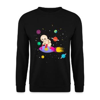 Zukünftiger Astronaut Pandabär - Unisex Pullover - Schwarz - Vorne - Alina (178cm) & Michal (187cm)
