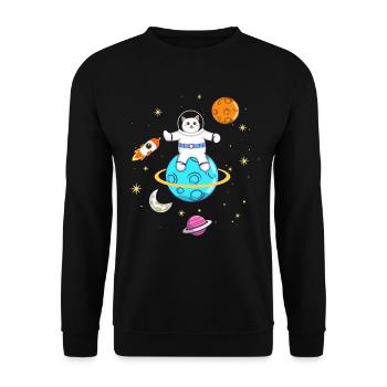 Astronaut Lovers Cat Owners - Unisex Sweatshirt - black - Front - Alina (178cm) & Michal (187cm)