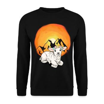 Mountains Austria Alps Lamb Sheep Nature Alm - Unisex Sweatshirt - black - Front - Alina (178cm) & Michal (187cm)